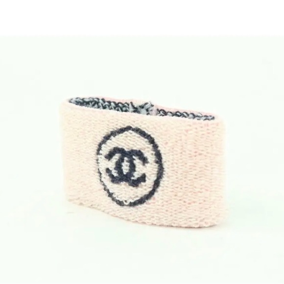CHANEL Accessories - Chanel Pink X Black Gym Wristband Sweatband